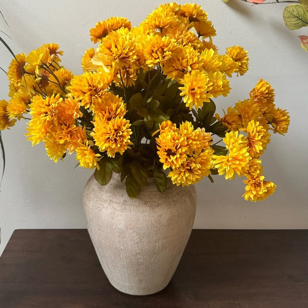 Hobby Lobby Yellow Mini Mum Bush Vibrant Yellow Artificial Flower set of 2